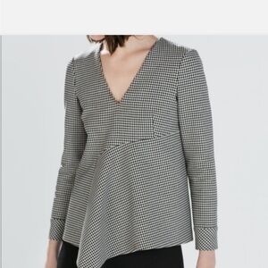 Zara Black and White Gingham Blouse